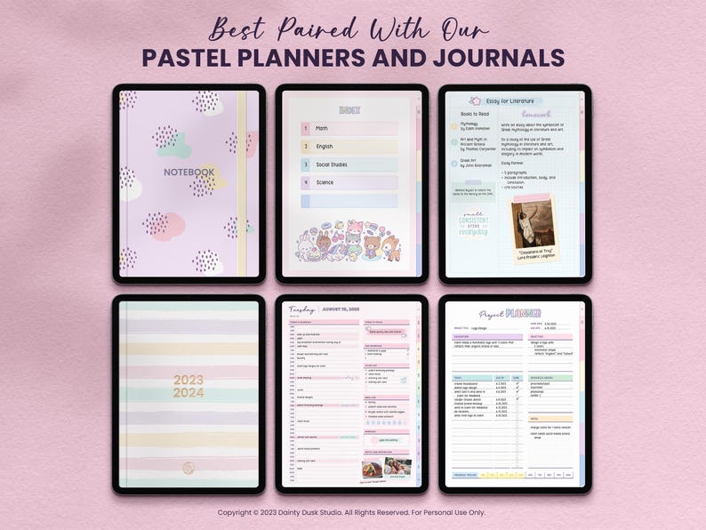 kawaii cute functional stickers for notebooks, journals, and planners on the ipad or android