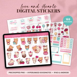 Liebe und Herzen Digitale Planner Aufkleber, Goodnotes Aufkleber, Kawaii süße Aufkleber, Ipad Aufkleber, Android Aufkleber, Funktionale Aufkleber