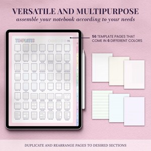 customizable digital notebook with over 56 templates and soft pastel colored pages that you can use in any pdf annotation app on the ipad or android