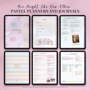 kawaii cute digital planners and notebooks for goodnotes on ipad or android