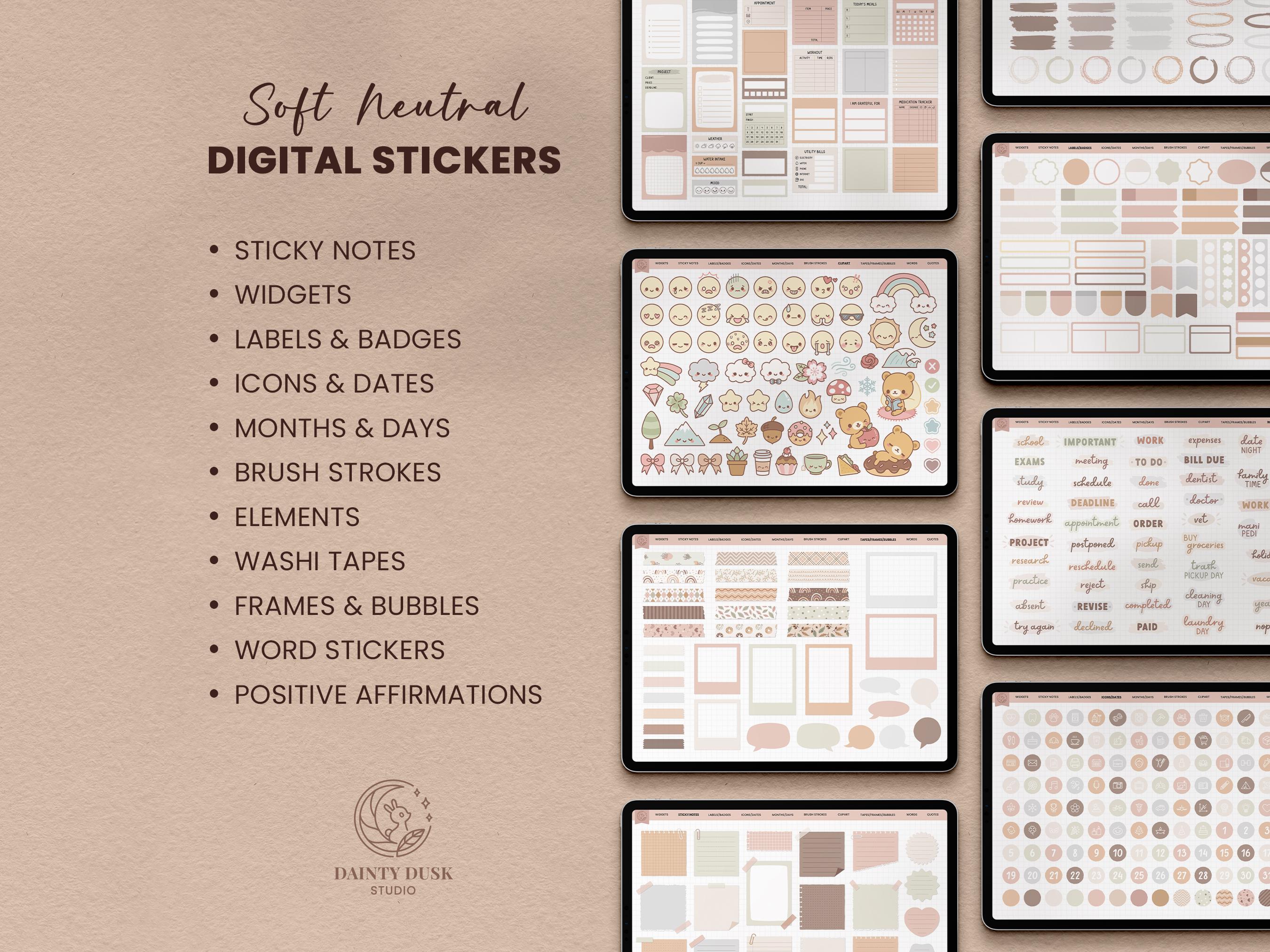 Soft Neutral Stickers for Digital Planner,planner Essentials,cute ...
