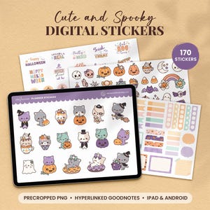 Cute Spooky Retro Halloween Stickers for Digital Planner, GoodNotes Stickers,Halloween Planner Stickers,Kawaii Spooky Stickers,Ipad Stickers