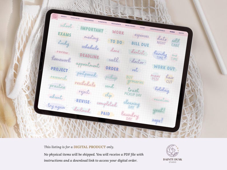 Soft Pastell Stickers for Digital Planner, Planner Essentials, Kawaii Cute Pastell Stickers for GoodNotes, GoodNotes Stickers, iPad Stickers bild 10