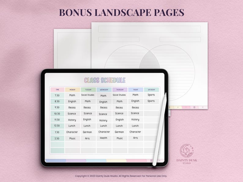 pastel landscape planner and notebook templates for school, homeschool, university or work
