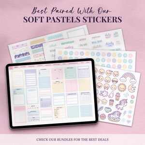 kawaii cute pastel digital functional stickers for goodnotes on ipad
