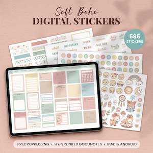 Weiche Boho Aufkleber für digitalen Planner, Planer Essentials, Kawaii niedlichen Aufkleber, GoodNotes Aufkleber, funktionale Aufkleber, Ipad Aufkleber