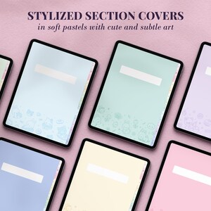 digital notebook with beautiful and kawaii section covers in a pastel color scheme that you can use in any pdf annotation app on the ipad or android such as goodnotes xoxo collanote or notability