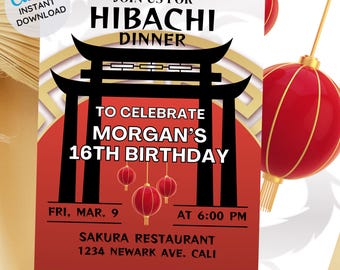 Hibachi-verjaardagsdiner, Japans restaurant (digitale sjabloon)