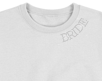 Custom Rhinestone Bride Crewneck – Sparkly Bling Sweatshirt for Bachelorette Parties & Bridal Gifts
