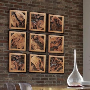 Arte de pared de madera de cedro con borde natural hecho a mano: decoración rústica de cabaña