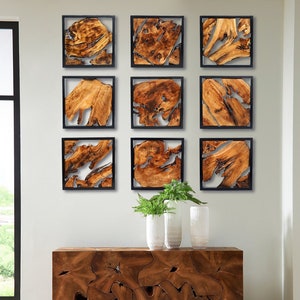 Handmade Live Edge Cedar Wall Art with Black Frame: Rustic Modern Wood Wall Decor, Farmhouse Cabin Wall Hanging