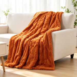 Handmade Geometric Patchwork Faux Fur Throw Blanket: Rustic Cozy Decor