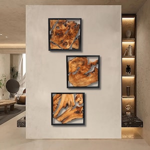 Décoration murale en bois faite main avec bordures vives avec cadre noir, ornements muraux en bois de cèdre, décoration à suspendre, cadeau unique pour la maison image 4