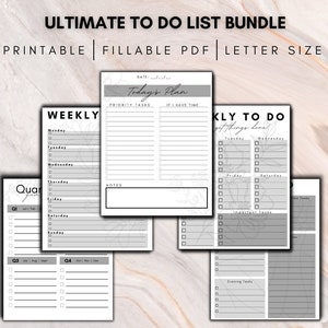 Ultimate to Do List Bundle, Instant Download, 5 to Do Blank Templates ...