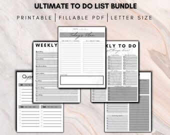 To Do List Bundle, Printable Fillable Templates (Instant Download)