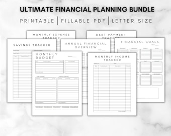 Financial Planner Bundle, Printable Budgeting Templates (PDF)