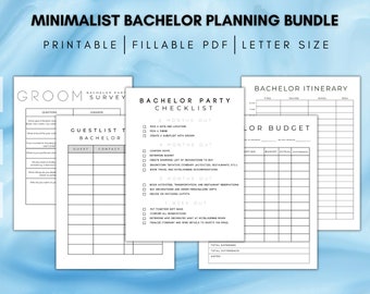 Bachelor Party Planner Bundle, Minimalist Checklist, Budget (Printable Instant Download)