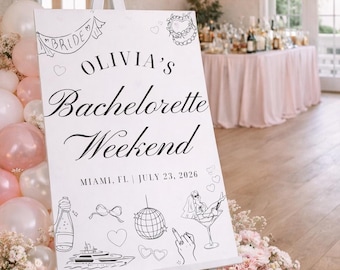Custom Black and White Bachelorette Party Welcome Sign (Digital Download)