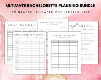 Bachelorette Party Planner, Checklist, Budget, Bride Survey (Printable Instant Download)