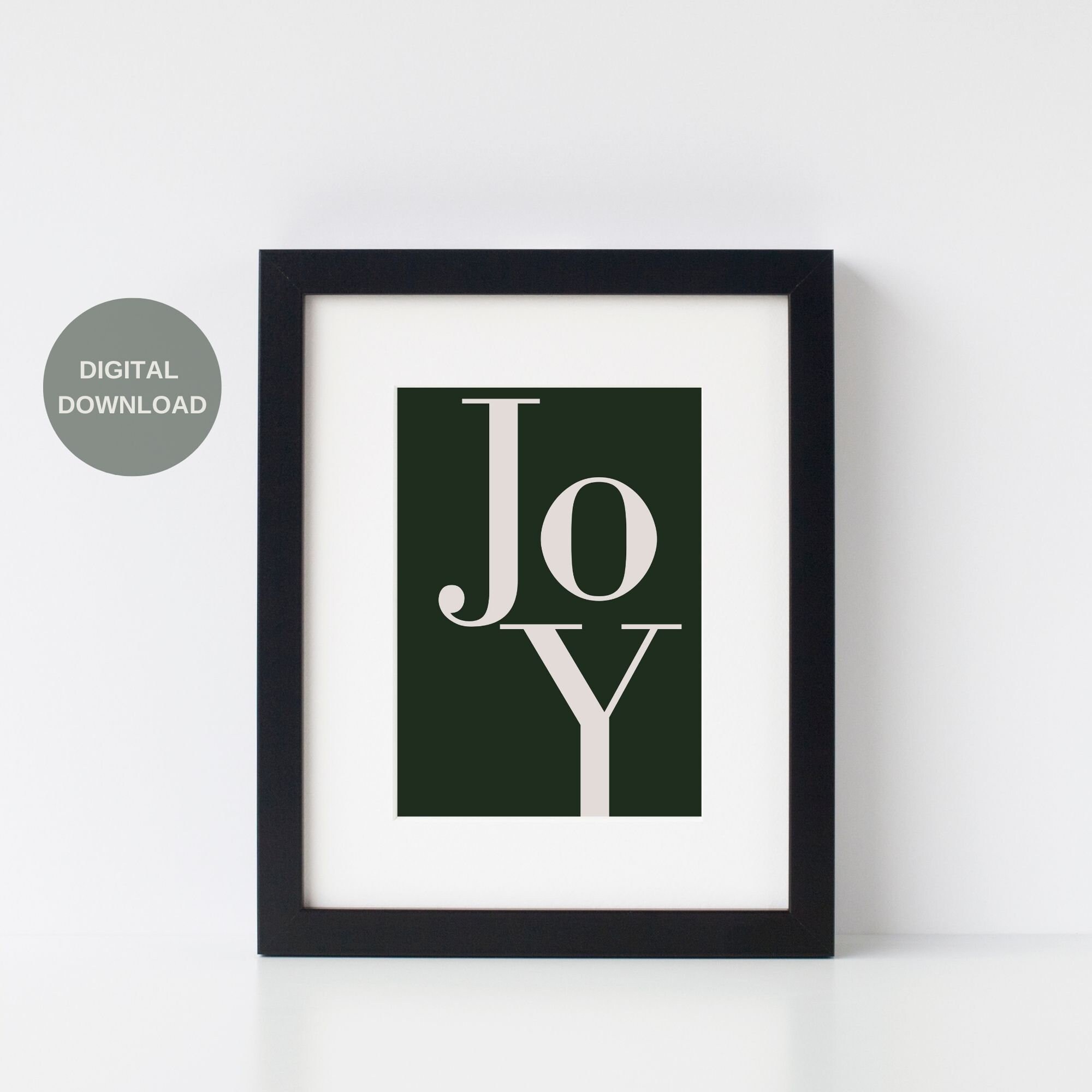 JOY Christmas Printable Art Christmas Wall Decor Green - Etsy