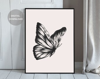 Vintage Butterfly Print, Printable Wall Art, Vintage Art, Digital Download, Butterfly Art, Vintage Print, Home Decor