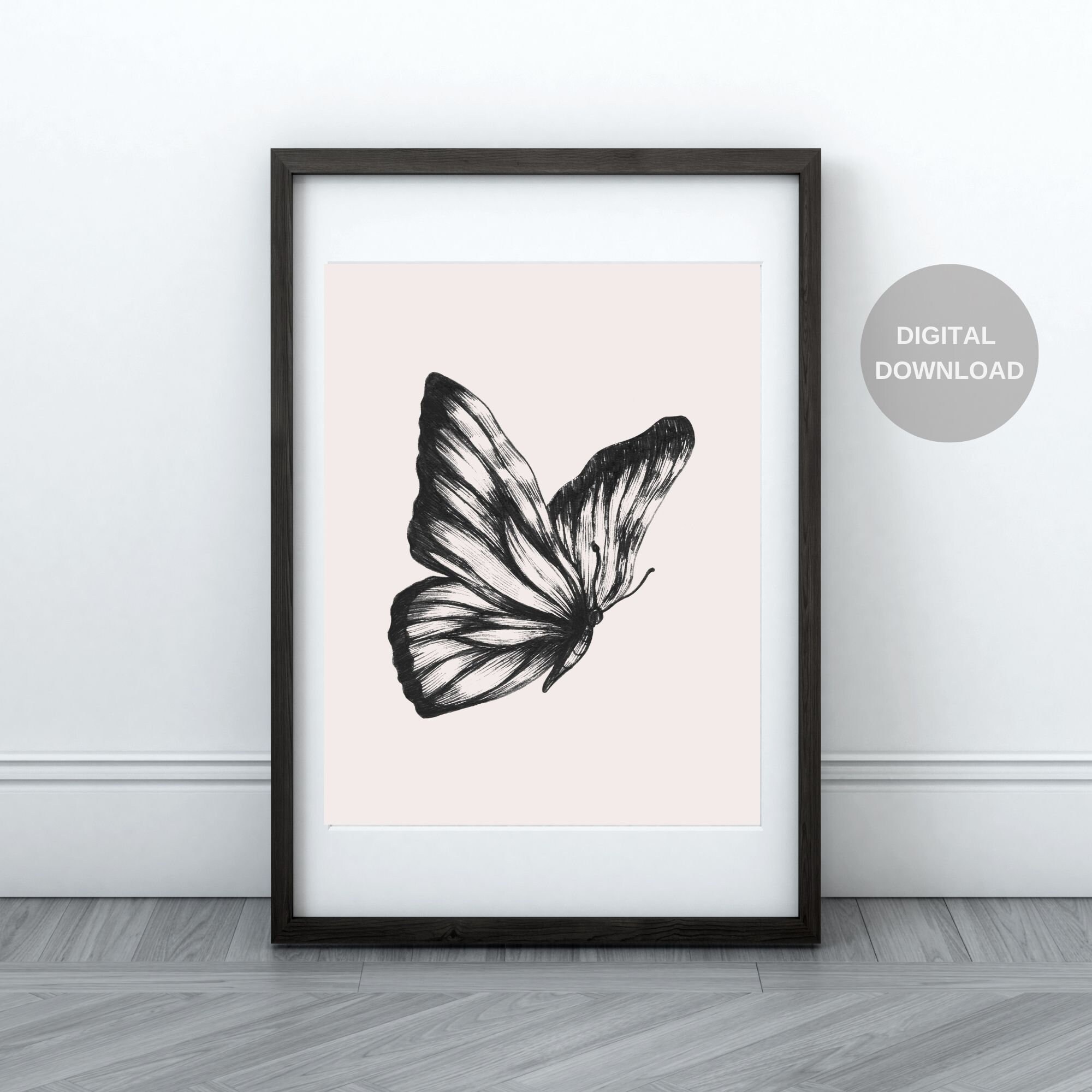 Vintage Butterfly Print, Printable Wall Art, Vintage Art, Digital