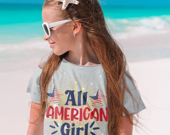 All American Girl - Kids Heavy Cotton Tee - Perfect dagelijks gebruik en 4 juli-vieringen ook, patriottische slijtage, dochter, kleindochter