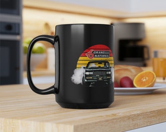 Buick Grand National sunset Black 15oz Mug, with Turbo 6 Logo. Printed on both sides.