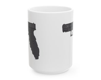 Florida 2A Gun Ceramic Coffee Mug 11oz FL 9mm second amendment rights second amendment constitutional carry