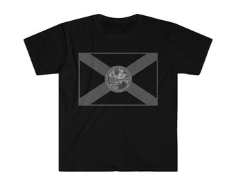 Florida subdued distressed Flag USA Men's Cotton Crew Tee T Shirt