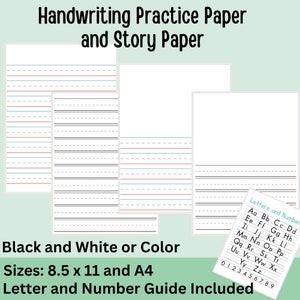 Printable Story Paper and Handwriting Paper Bundle, Blue and Red Lined Story Paper and Handwriting Paper For Preschool And Kindergarten