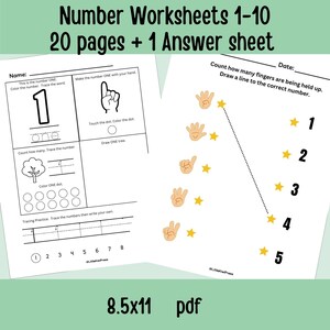 Printable Number Tracing Worksheets, Counting Practice Printable, Number Matching Worksheet