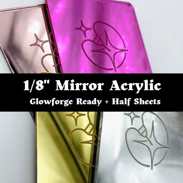 Mirror Acrylic Sheet | 3mm acrylic | Gold | Silver | Rose Gold | Pink | Laser Cutting | Plexiglass | Acrylic Sheet | Glowforge Acrylic