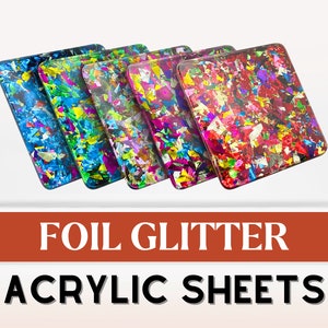 Folha de acrílico com brilho de folha | Acrílicos brilhantes | Acrílico Pastel | Corte a Laser | Plexiglass | Folha acrílica | Acrílico Glowforge