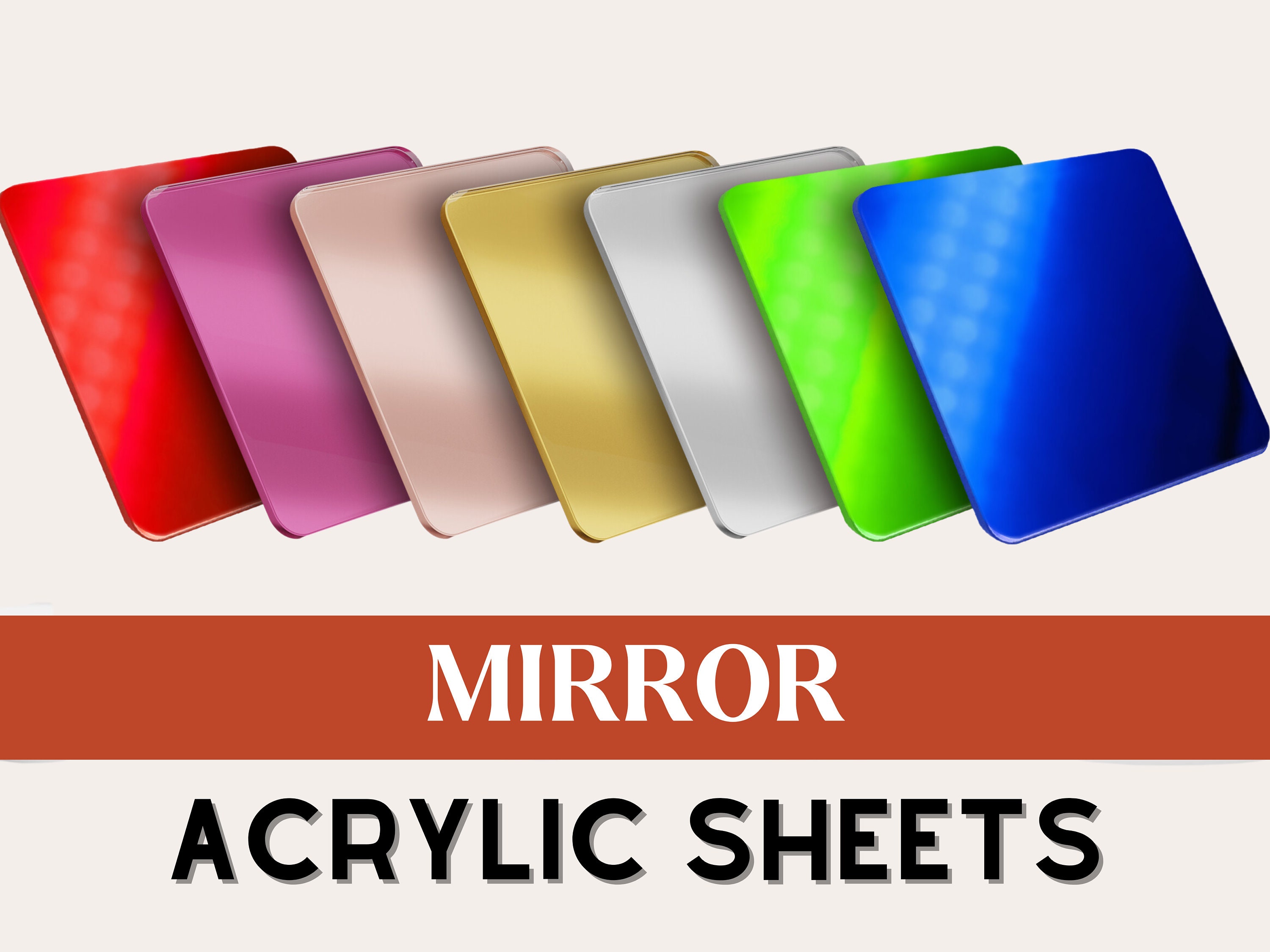 Mirror Acrylic Sheet | 3mm acrylic | Gold | Silver | Rose Gold | Pink | Laser Cutting | Plexiglass | Acrylic Sheet | Glowforge Acrylic
