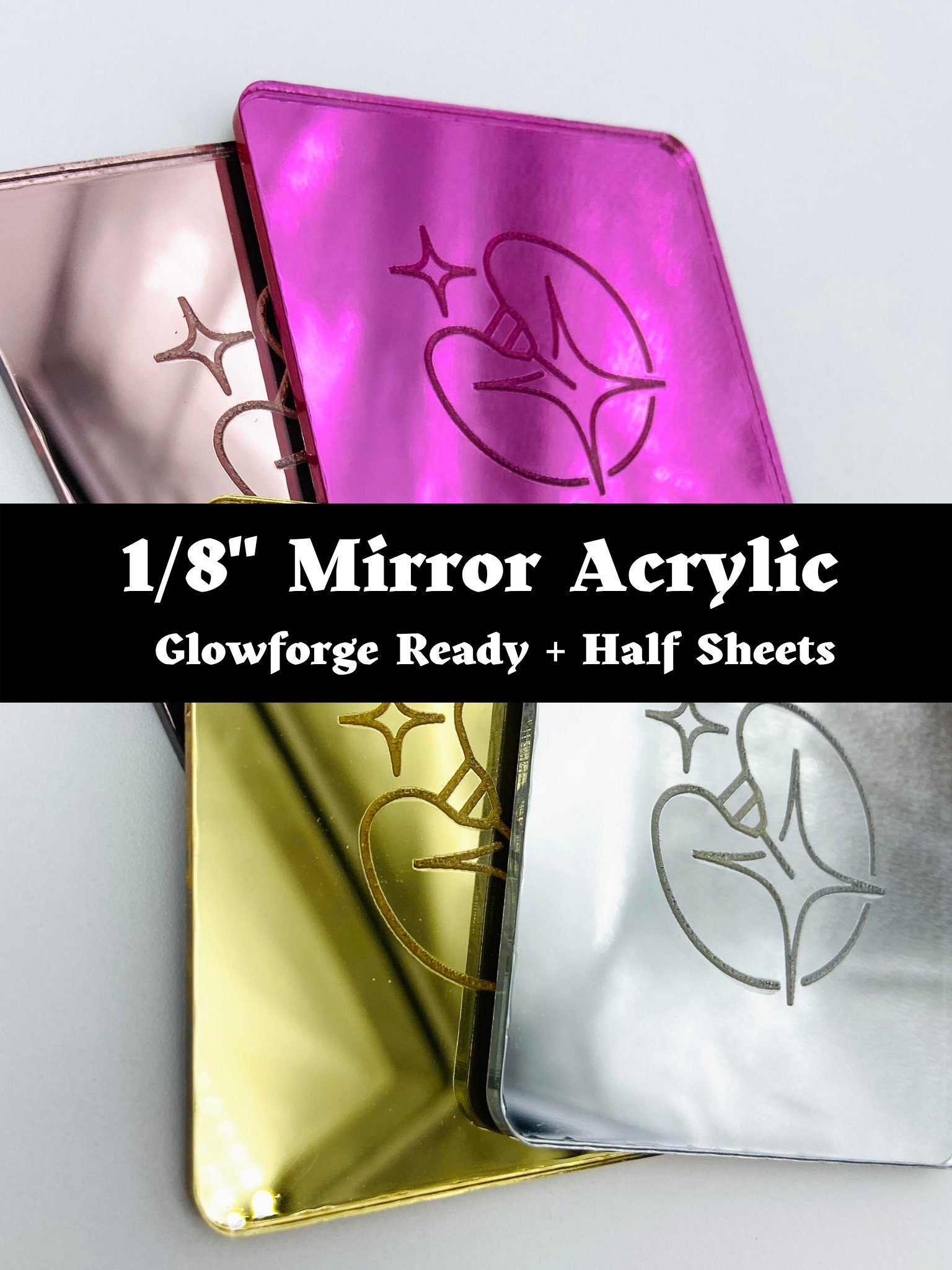 Glowforge Ready 1/8 3mm Acrylic Mirror Sheets Mirror Sheets