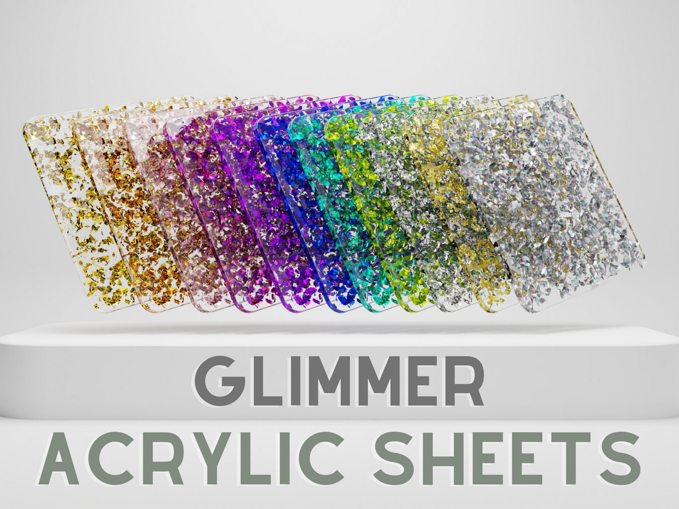 Clear Acrylic Sheet Glitter Confettil Laser Safe Cutting Glowforge Gold Acrylics  Sheets PMMA Laserable Plastic Blank Board Sparkle Rainbow 