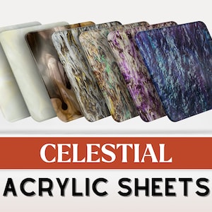 Lámina acrílica Celestial / Lámina acrílica de 3 mm / Lámina acrílica con purpurina / Lámina acrílica pastel / Lámina acrílica de corte por láser / Lámina acrílica Glowforge