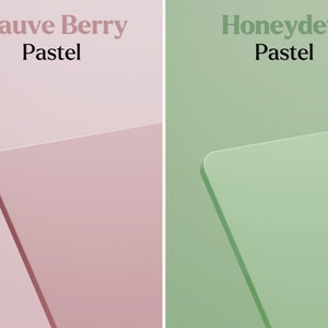 May include: Two color swatches, one a pale pink called "Mauve Berry Pastel" and the other a pale green called "Honeydew Pastel".