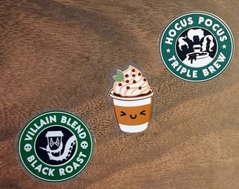 Spooky Joe decoración de halloween para adictos al café pegatina divertida para decoración de botellas de agua regalos lindos y elegantes para halloween miedo Starbucks