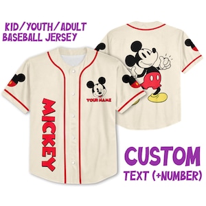 Custom Jersey Mickey Like Jersey, Disney Baseball Jersey Sports, Cute Custom Number Birthday Gift