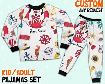 Custom Disney Goofy Cruise Trip Colorful Pajamas Set, Disney Matching Pajamas Set, Movie Cartoon Holiday Pajamas, Magic Kingdom Shirt