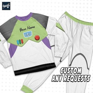 Personalized Disney Buzz Lightyear Toy Story Family Raglan Pajamas, Custom Name Matching Christmas Shirts, Sleepwear, Family Gift Outfits