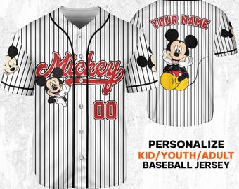 Personalize Disney Vintage Mickey Mouse Smile Jersey, Custom Kid Youth Adult Baseball Jersey, Custom Disney Birthday Gift