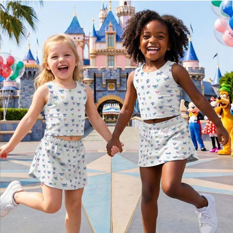 Majestic Stitch Bubble Gum Balloon Team Activewear Set, Skort Outfit, RunDisney 2026 Disney Cruise Hawaii Vacation Birthday Gift Idea Set image 3