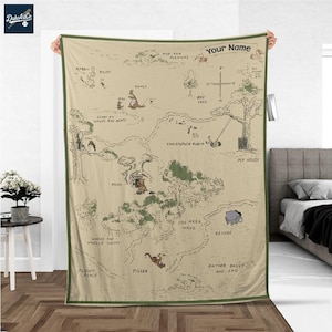 Personalize Winnie The Pooh Classic 100 Aker Woods Fleece Blanket – Custom Name Disney Throw for Kid, Birthday Gift, Baby Shower