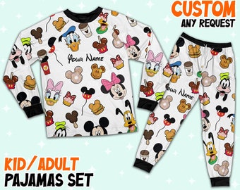 Custom Disneyland Trip Mickey Colorful Pajamas, Custom Kid Youth Adult Pajamas, Pajamas Birthday Gift, Disney Vacation