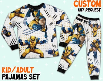 Custom Disney Deadpool and Wolverine Wolverine Colorful Pajamas, Disney Matching Pajamas Set, Disneyworld Shirt, Superhero Pajamas