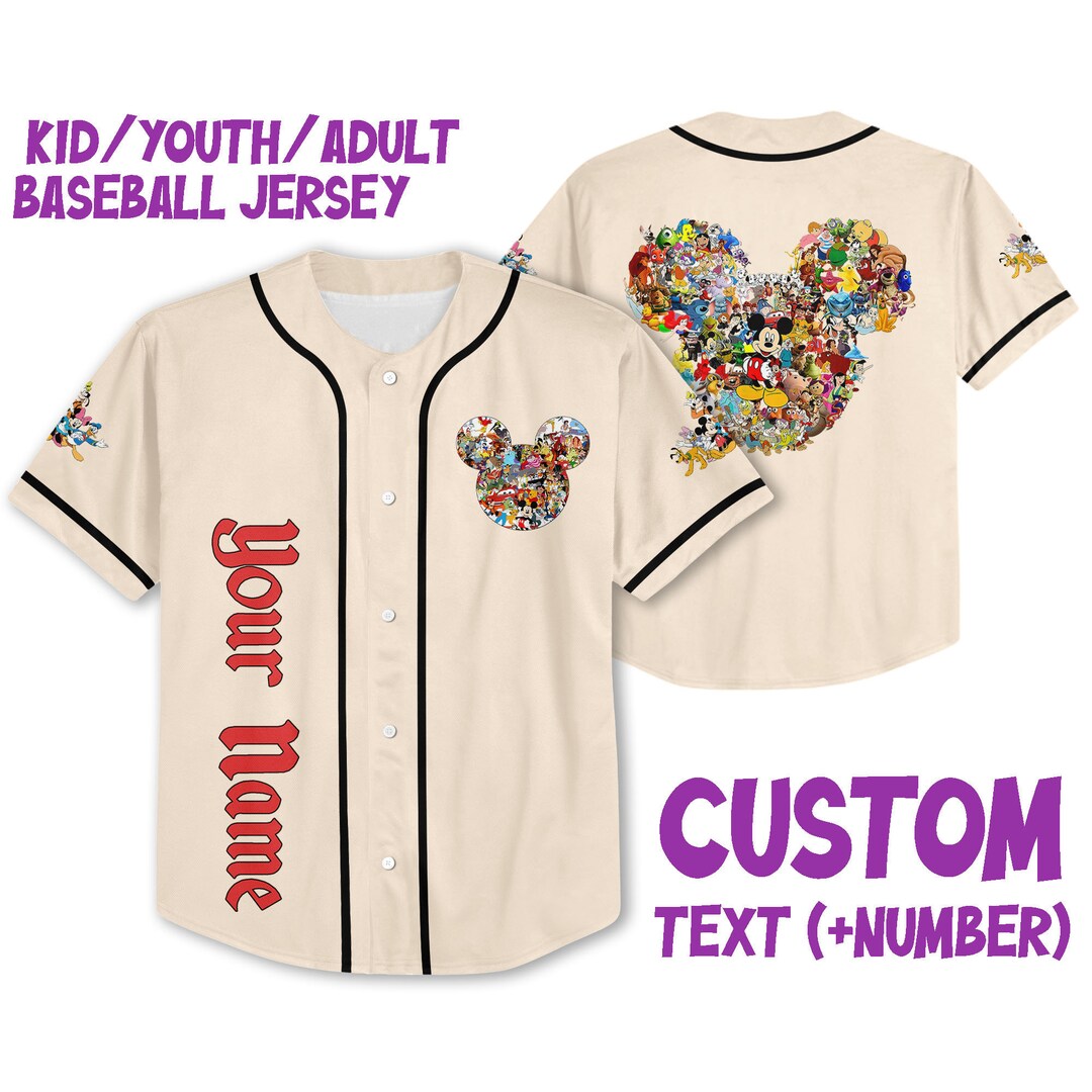 Custom Disneyland Mickey Head Disney Characters Jersey, Disney