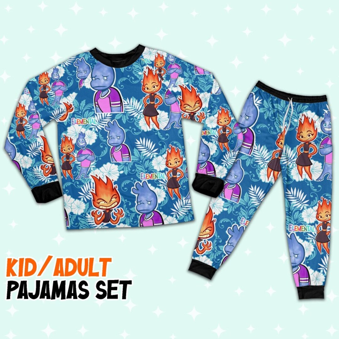 Disney Pixar Elemental Wade and Ember Emotion Blue Pajamas Set, Disney ...